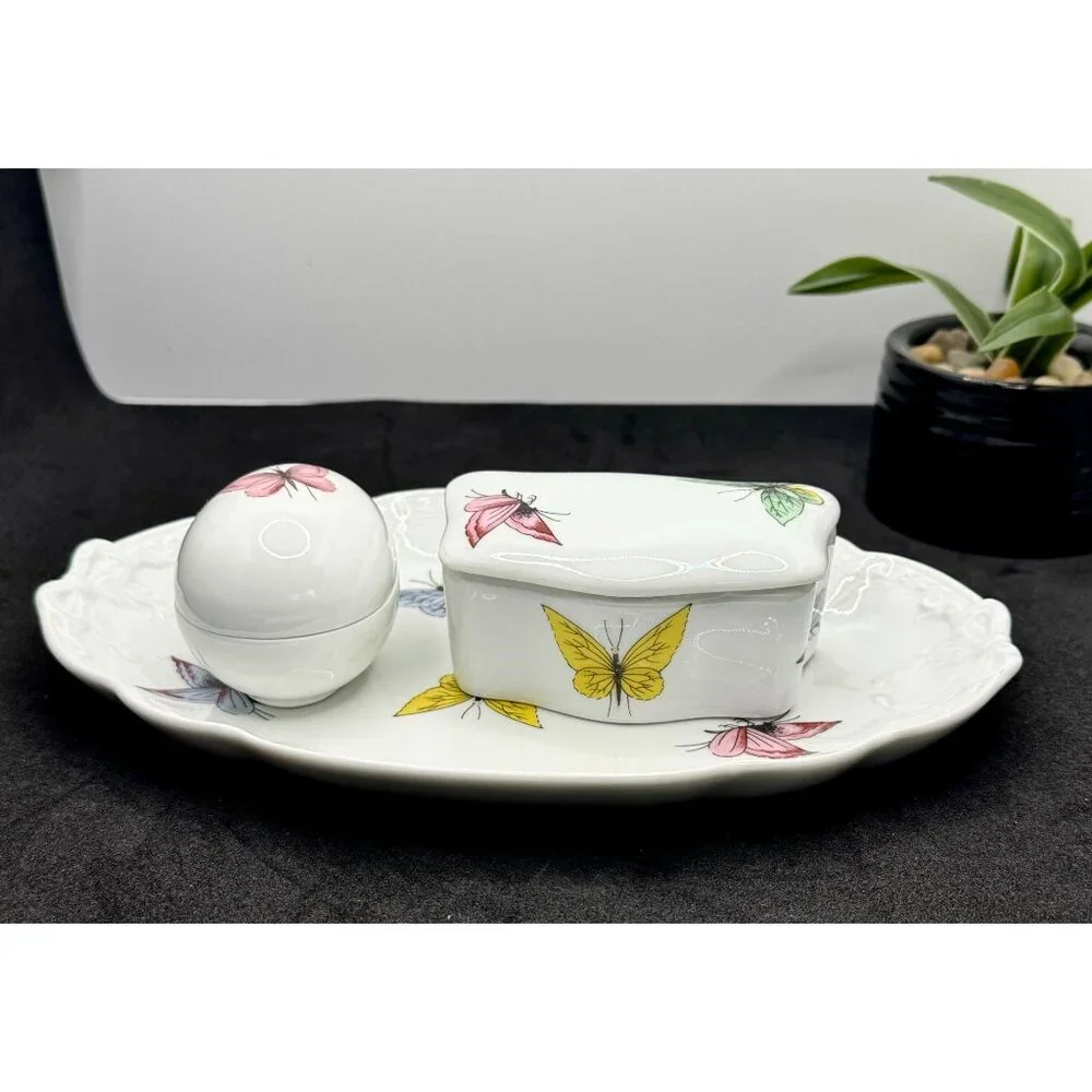 Limoges France Porcelain Vanity 3 Piece Set